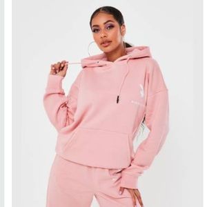 Playboy X Missguided pink, oversize hoodie